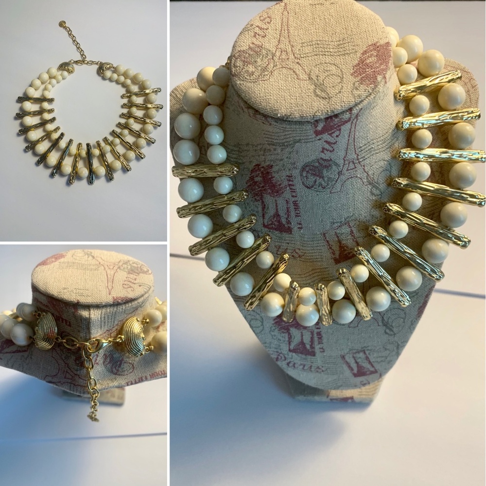 Faux Ivory Perle & Gold Necklace